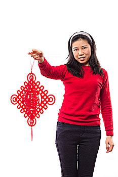 一个漂亮的亚洲女人的春节假期,农历新年
