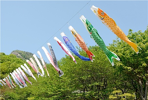 日本人,鲤鱼,彩带,装饰,蓝天