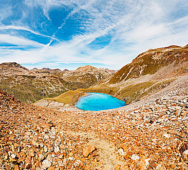 俯视图,湖,山