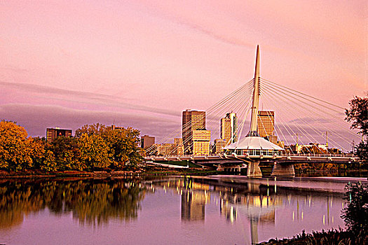 秋天,红河,天际线,背景,曼尼托巴,加拿大