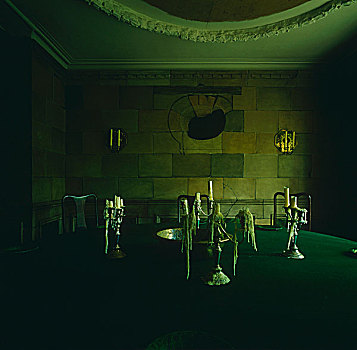蜡,涂层,烛台,餐桌,乔治时期风格,房间,砖