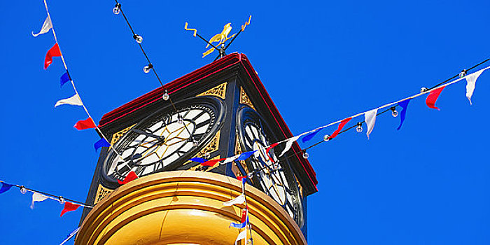 威尔士,彩旗,悬挂,城镇,钟表,铁,1858年