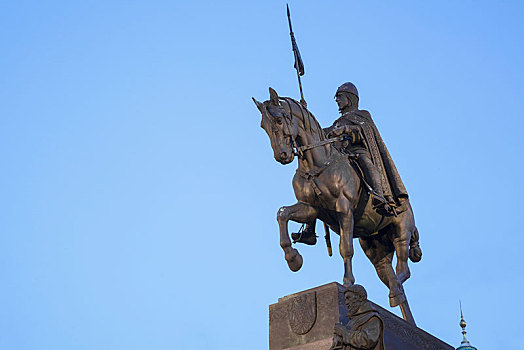 雕塑,圣徒,瓦兹拉夫,广场,布拉格,捷克共和国,欧洲