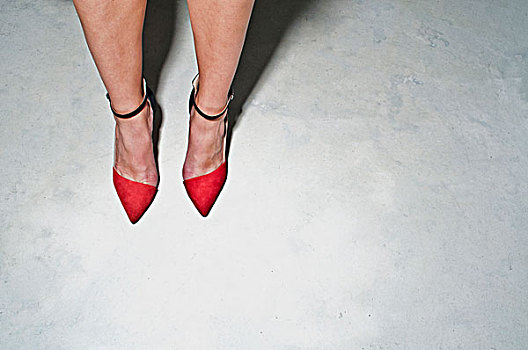 特写,女性,腿,脚,穿,红色,高跟鞋