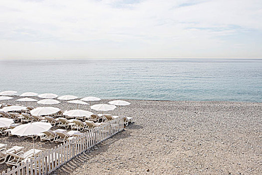 椅子,伞,海滩,尼斯,法国