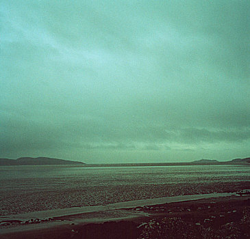 模糊,岸边,海洋,岛屿,远景,苏格兰