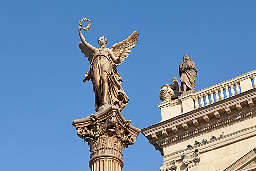 雕塑,天使,花环,正面,布拉格,捷克共和国,欧洲