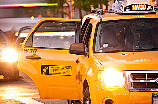 黄色出租车,门,打开,百老汇,纽约,美国