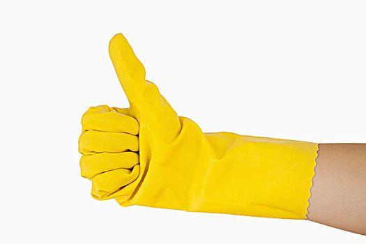 手,黄色,手套,给,大拇指,向上