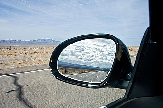 反射,道路,侧面,镜子,汽车,66号公路,新墨西哥,美国