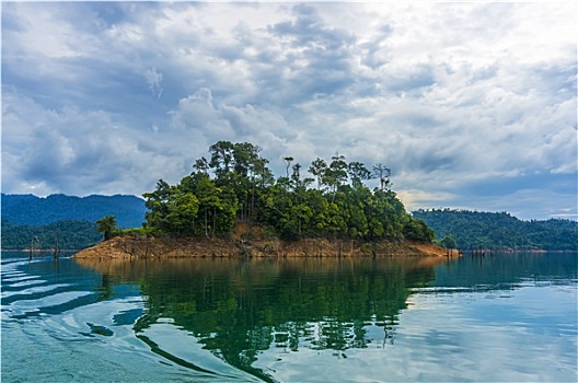 反射,雨林,湖,马来西亚