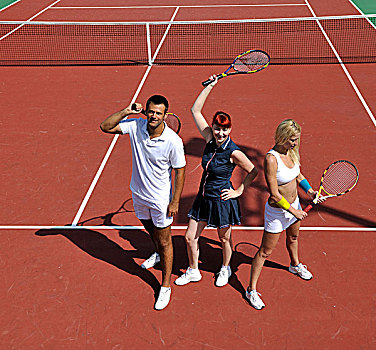 高兴,年轻,情侣,玩,网球,比赛,户外,男人,女人