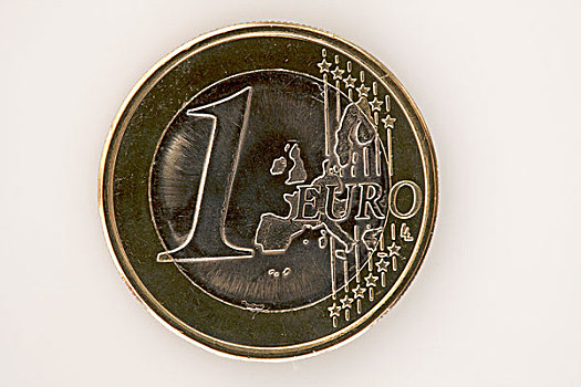 一个,欧元,硬币,特写