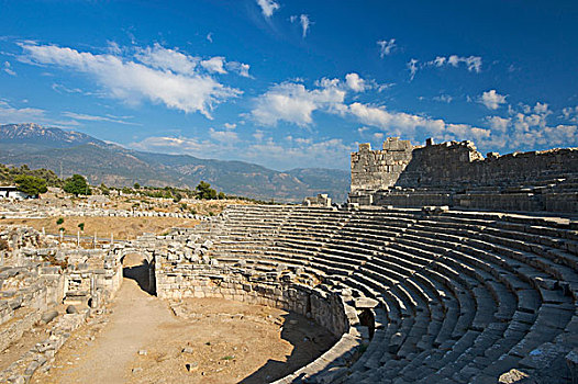圆形剧场,柱子,陵墓,利西亚,南海岸,土耳其
