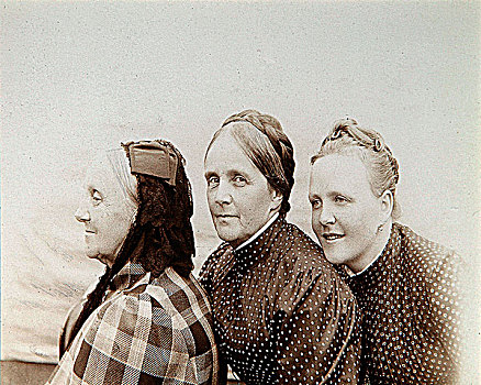 肖像,三个女人,俄罗斯,19世纪90年代