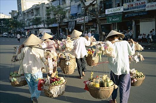 女性,女人,出售,农产品,市场,胡志明市,西贡,越南