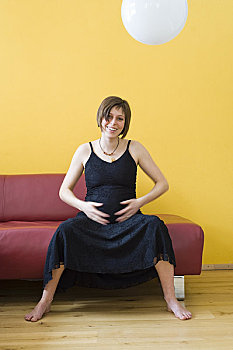 孕妇,坐,沙发