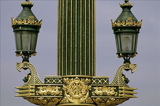 法国,巴黎,灯柱,特写