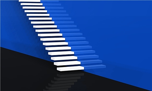 现代,楼梯,白色,蓝色,黑色