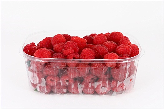 新鲜,树莓,塑料容器