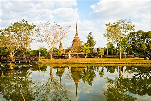 寺院,素可泰,历史,公园,泰国