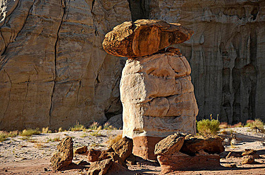 白色,怪岩柱,伞菌,大阶梯-埃斯卡兰特国家保护区,犹他,美国