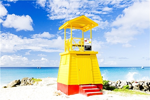 小屋,海滩,巴巴多斯,加勒比