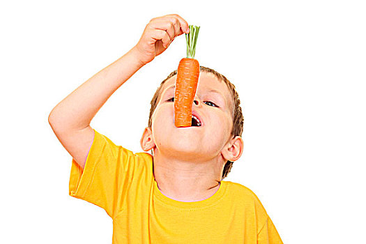 男孩,吃,胡萝卜