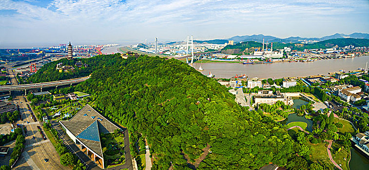 航拍,招宝山,城区,城市