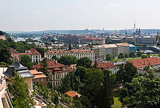 布拉格城堡,上方,城市,布拉格,波希米亚,捷克共和国,欧洲