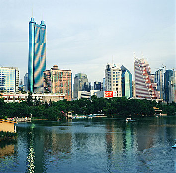 深圳荔枝公园与周边建筑群