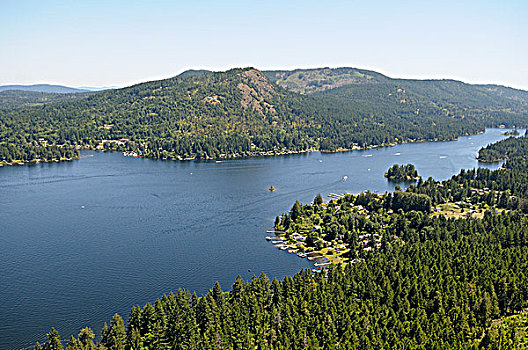 航拍,湖,不列颠哥伦比亚省,加拿大