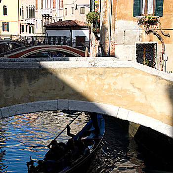 小船,威尼斯,桥