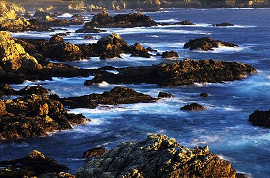 加利福尼亚,大,下午,阳光,岩石,海岸线,长时间曝光
