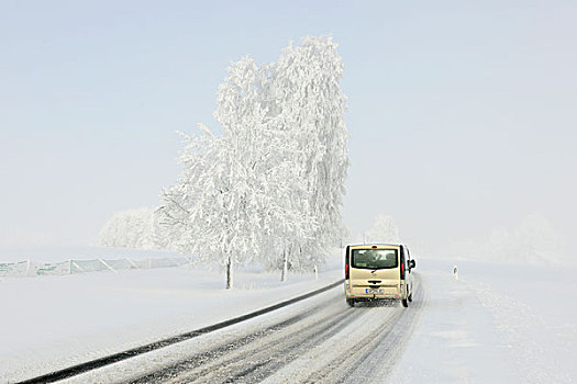 道路,交通,冬天,巴登符腾堡,德国,欧洲