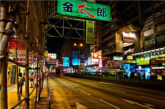 夜景,弥敦道,九龙,香港