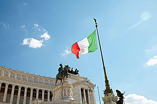 意大利国旗,圣坛,铜像,国家纪念建筑,威尼斯广场,拉齐奥,罗马,意大利