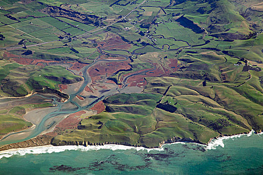 高兴,河,靠近,东方,奥塔哥,南岛,新西兰,俯视
