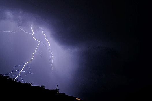 夜景,闪电,乌云,杜布罗夫尼克,克罗地亚,欧洲