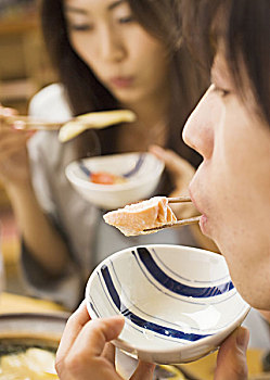 伴侣,吃饭,日式,杂烩汤