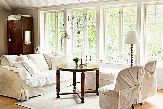 沙发,白色,正面,窗户,客厅