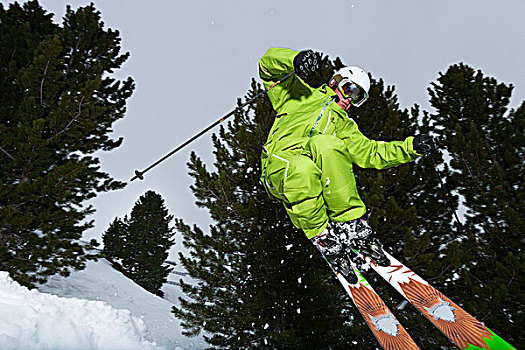 滑雪,跳跃,雪,斜坡