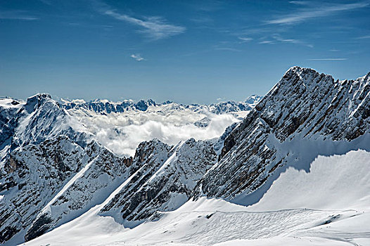 巴伐利亚阿尔卑斯山,楚格峰,德国,冬天