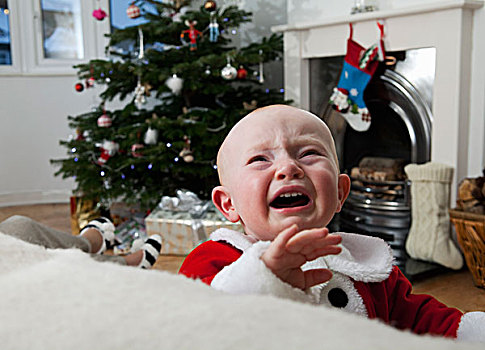 婴儿,哭,圣诞节