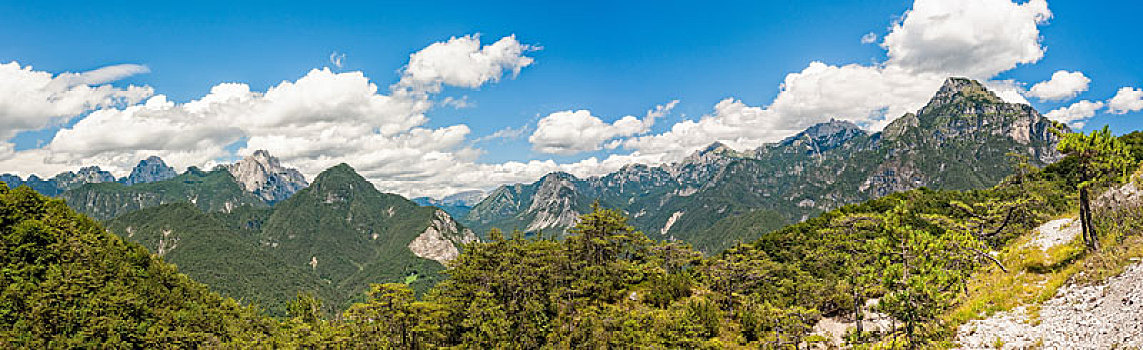 美丽,全景,意大利阿尔卑斯山,夏天