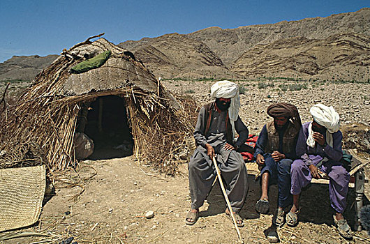 群体,普什图人,男人,坐,户外,小屋,乡村,省,巴基斯坦,九月,2008年