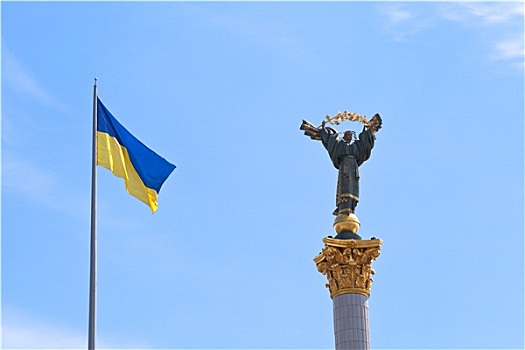 乌克兰,旗帜,纪念建筑,基辅