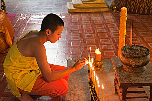 老挝,万象,寺院,僧侣,亮光,崇拜