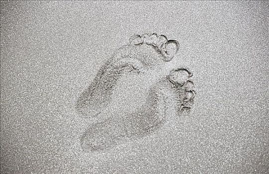 脚印,轨迹,沙子