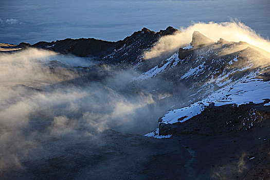 云,晚上,火山口,乞力马扎罗山,坦桑尼亚,非洲